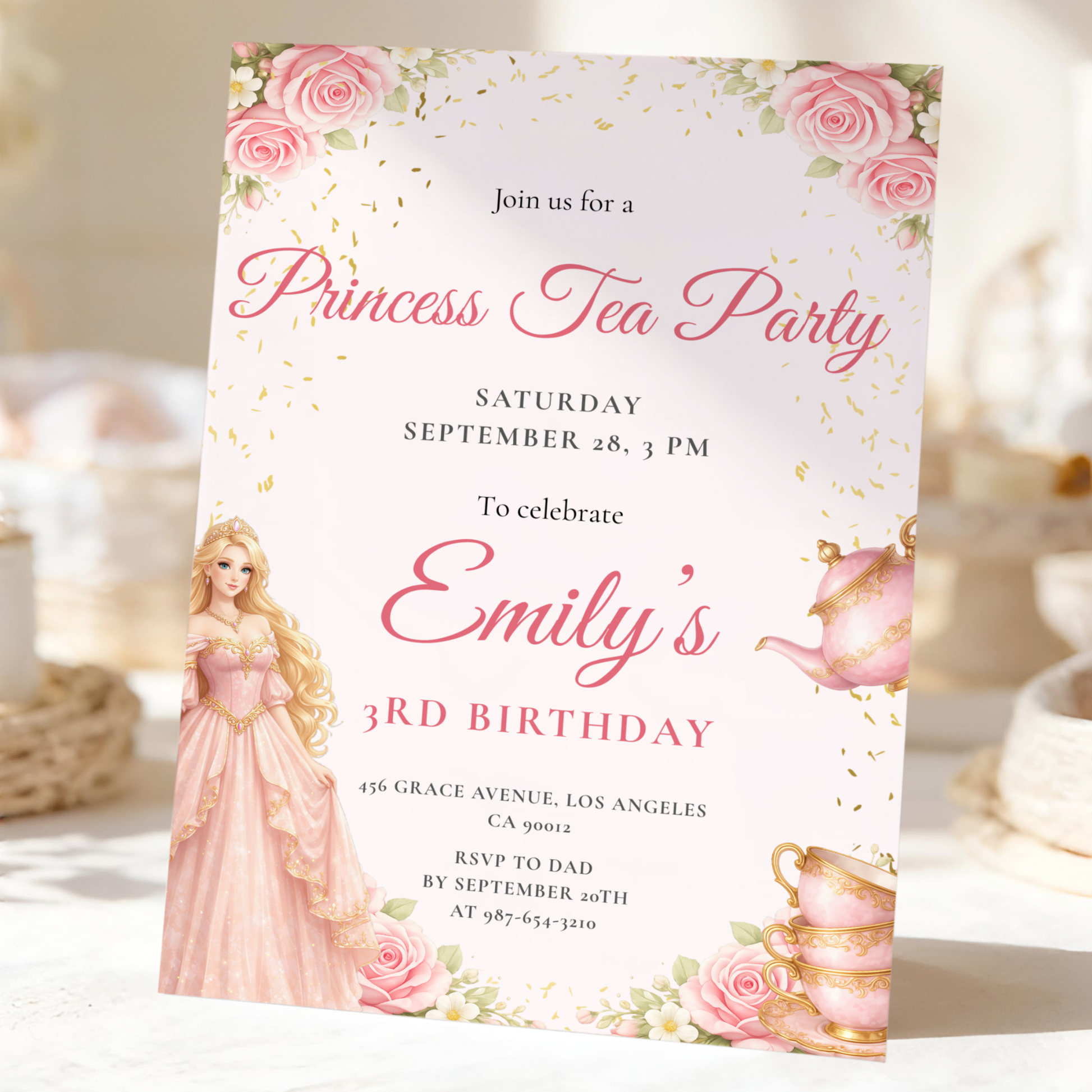 Pastel invitation template by Pretty Digital — printable digital download