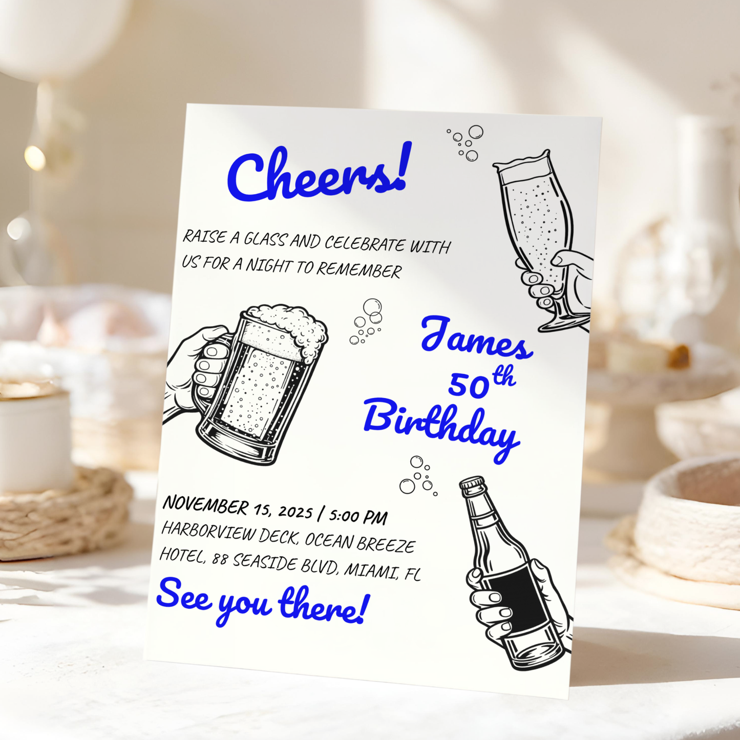Gold 50th Birthday Invitation by Pretty Digital — view 9