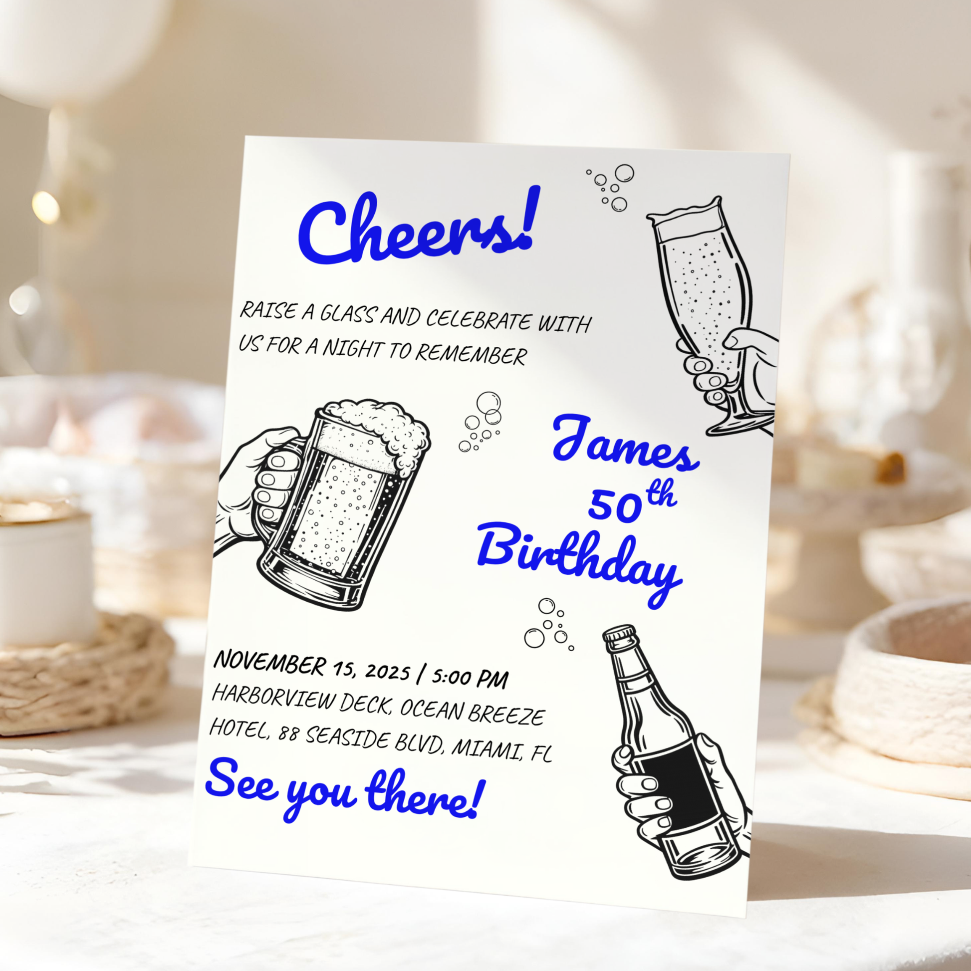 Gold 50th Birthday Invitation by Pretty Digital — view 9