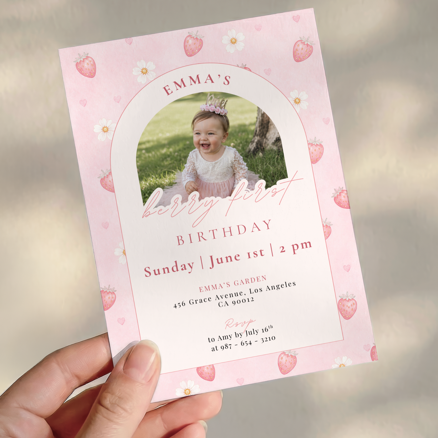Pastel 1st Birthday Invitation for Girls by Pretty Digital — view 9