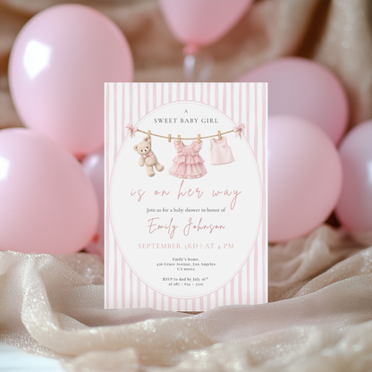 A Sweet Baby Girl — Fall Baby Shower Invitation Template by Pretty Digital — view 9