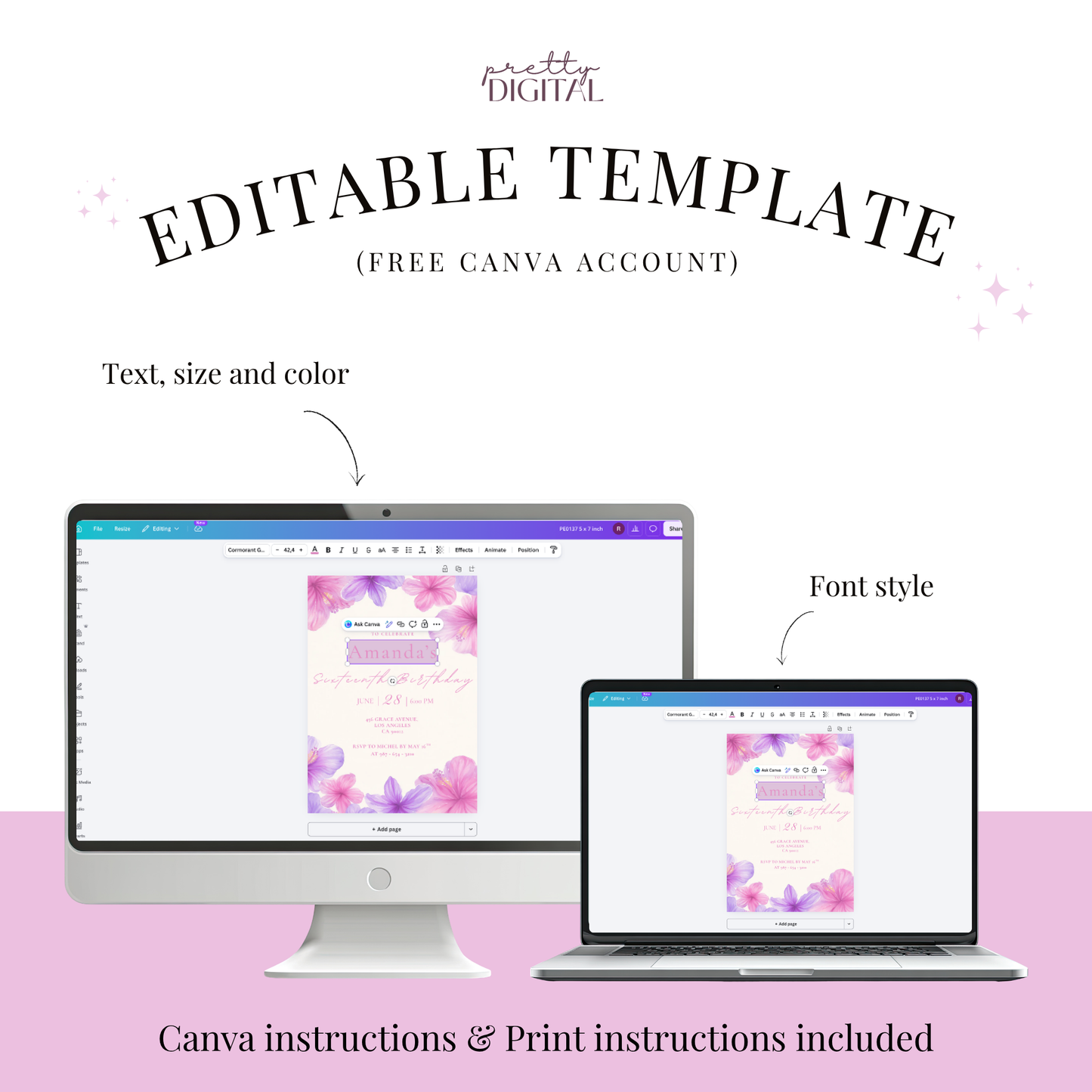Pastel Invitation for Girls by Pretty Digital — view 4