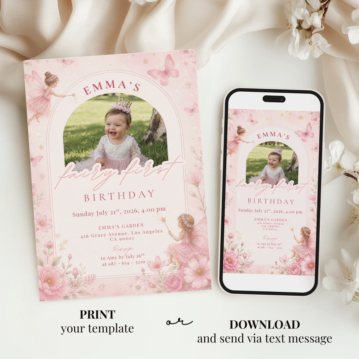 Emma's Garden — Fairy First Birthday Invitation Template by Pretty Digital — view 6