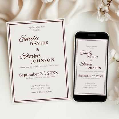 Gold-Trim Elegant Wedding Invitation by Pretty Digital — view 6