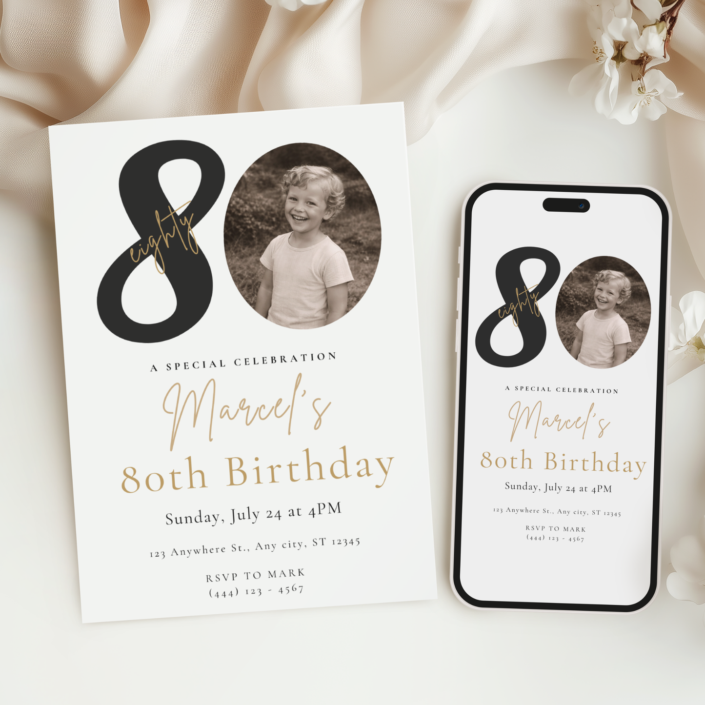 Classic 80th Birthday Invitation by Pretty Digital — view 6