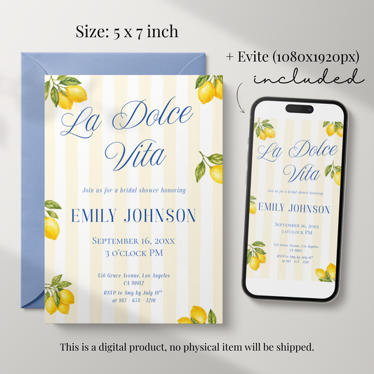 La Dolce Vita — Italian Bridal Shower Invitation Template by Pretty Digital — view 2