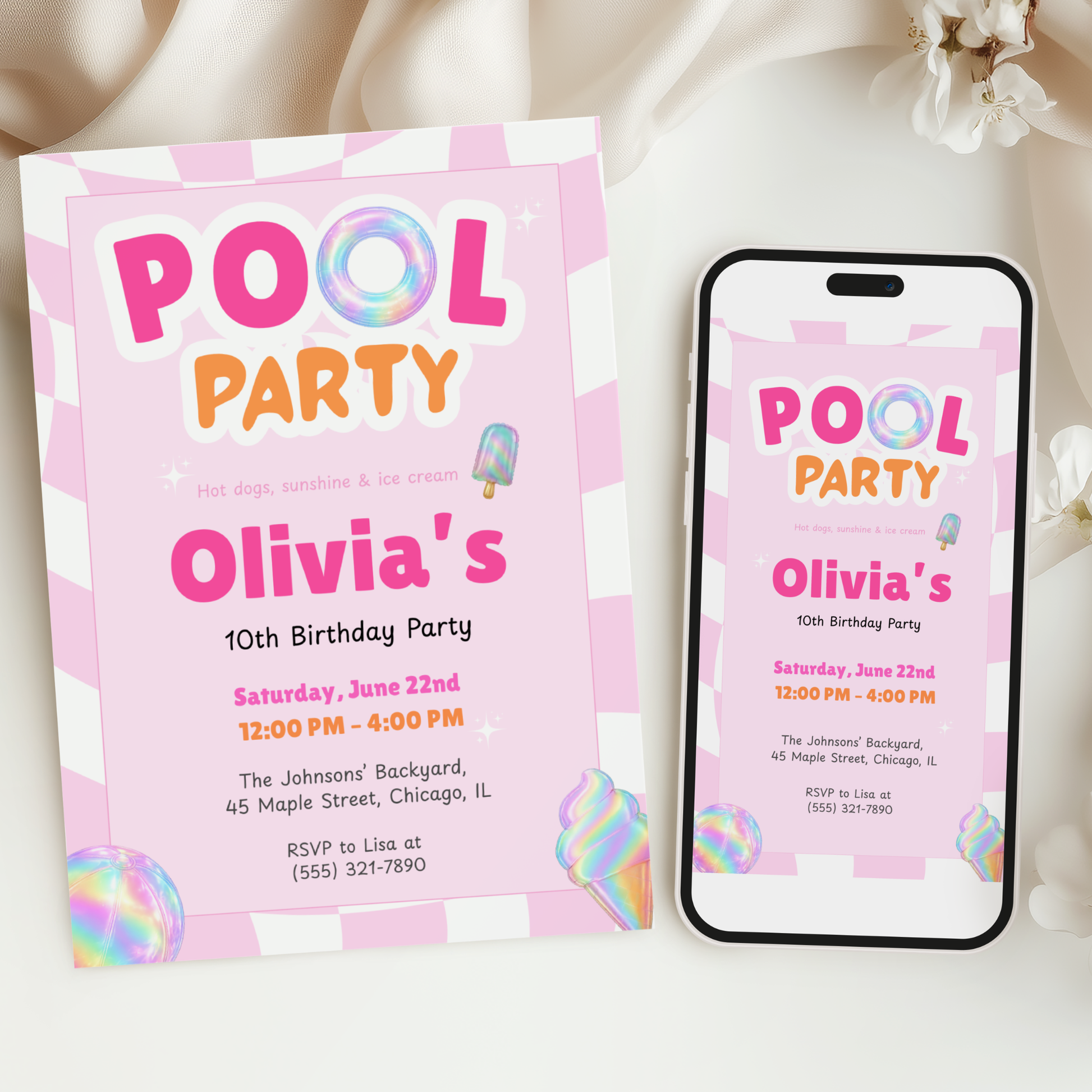 Pool Party — Sunshine & Splash Birthday Invitation Template by Pretty Digital — view 6