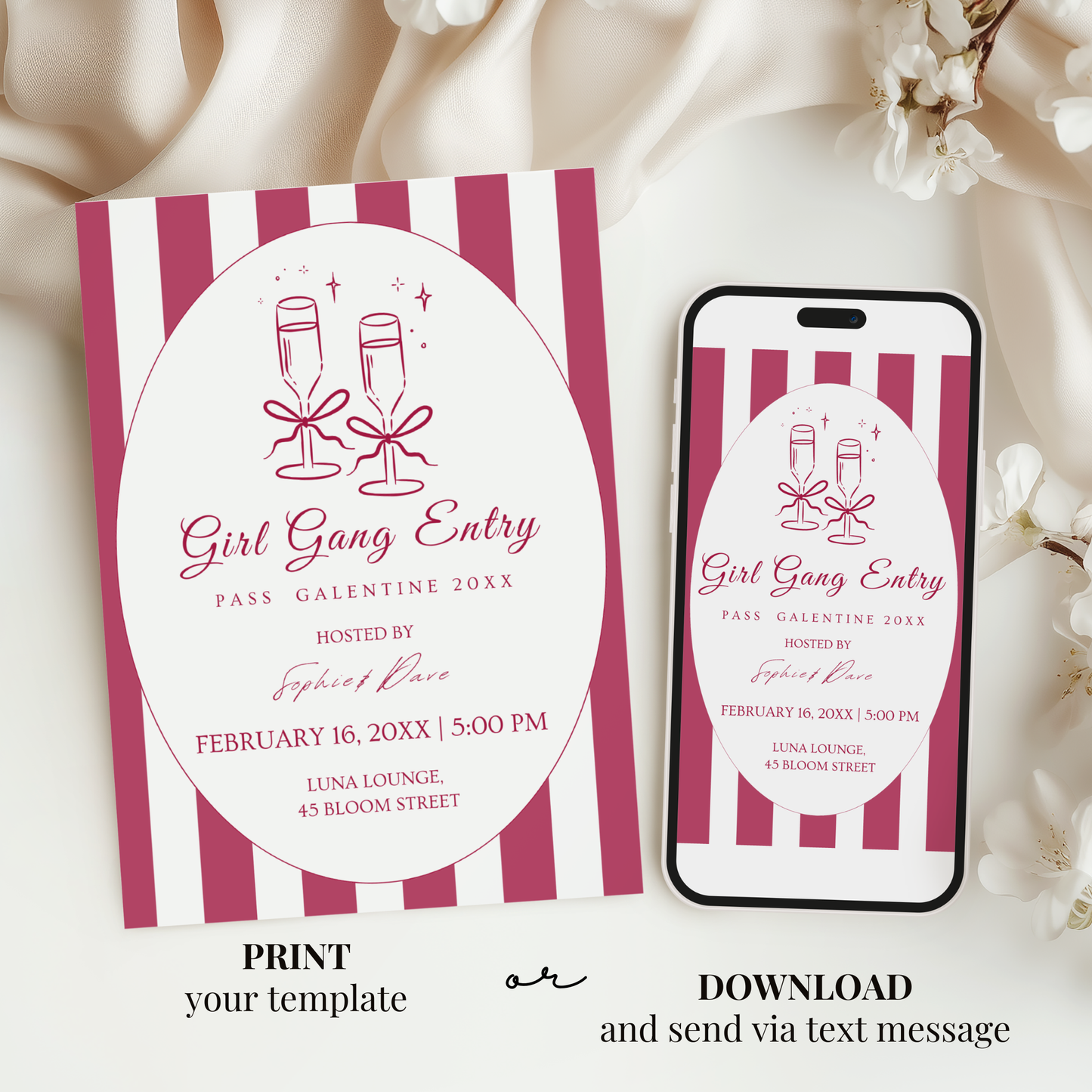 Modern Pink Galentine's Day Invitation by Pretty Digital — view 6