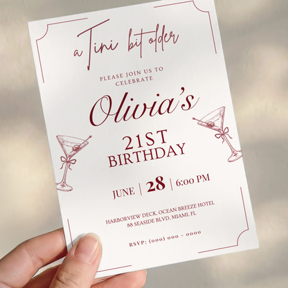 A Tini Bit Older — 21st Birthday Invitation Template by Pretty Digital — printable digital download