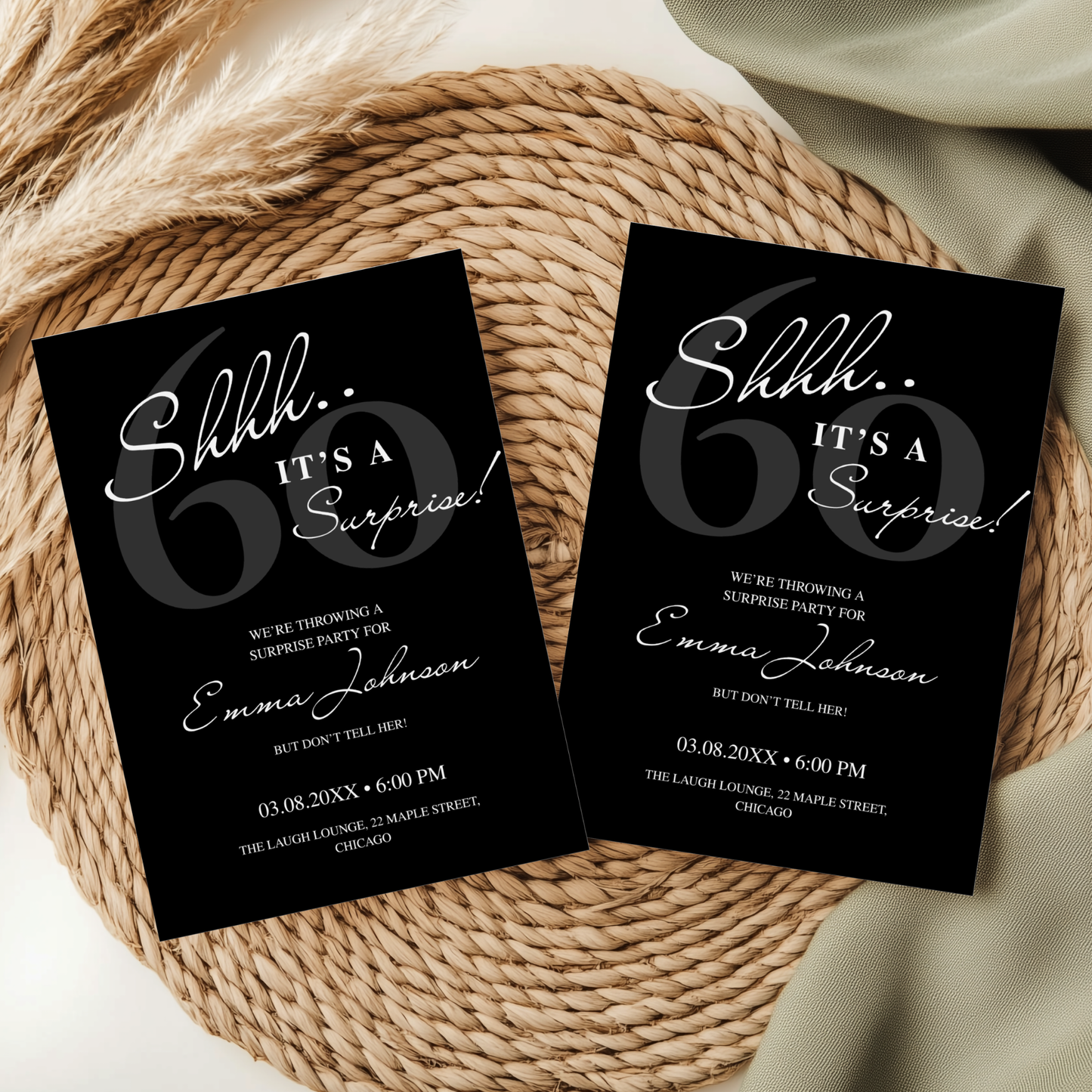 Shhh… It's a Surprise — 60th Surprise Party Invitation Template by Pretty Digital — view 5