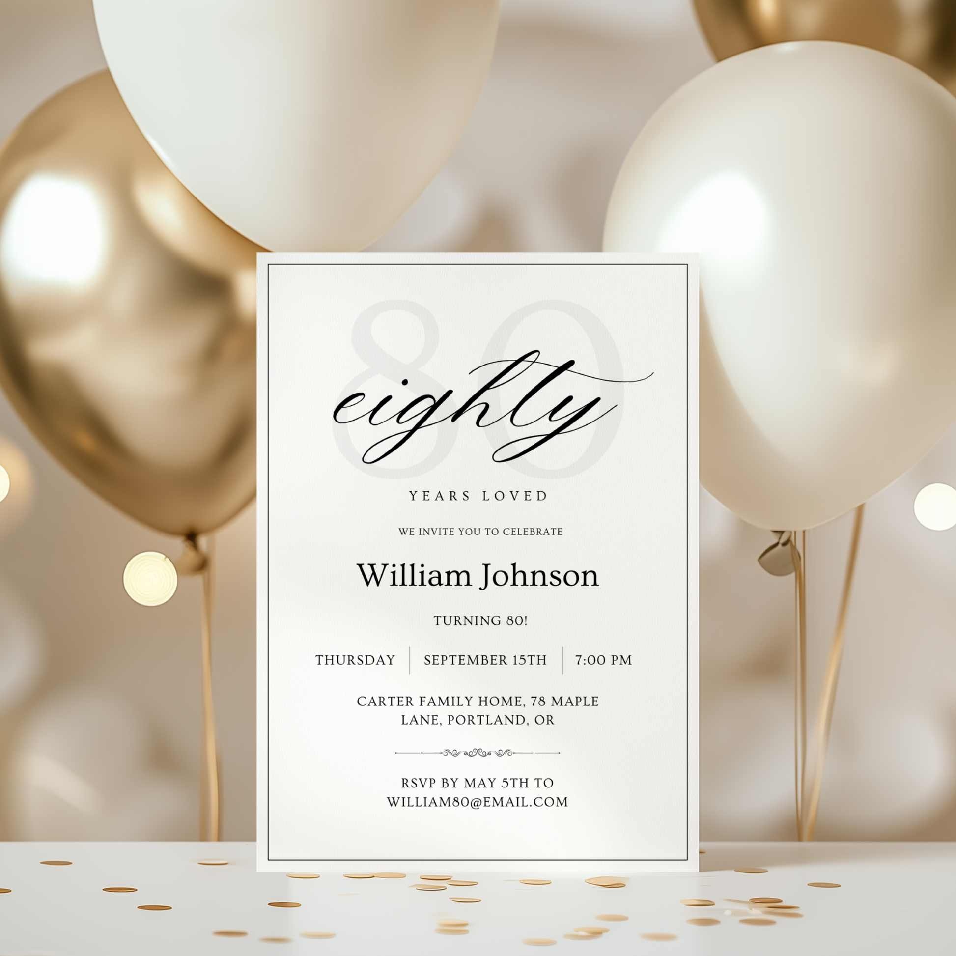Eighty Years Loved — 80th Birthday Invitation Template by Pretty Digital — view 8