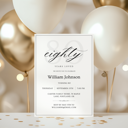 Eighty Years Loved — 80th Birthday Invitation Template by Pretty Digital — view 8