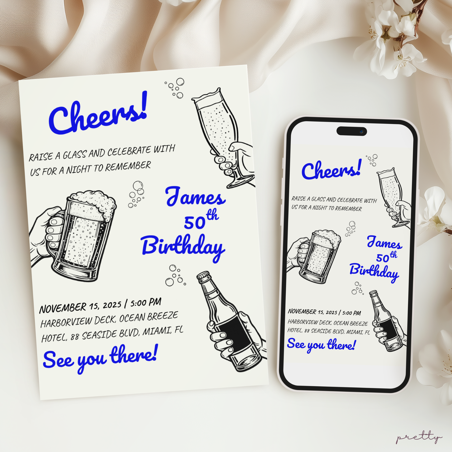 Gold 50th Birthday Invitation by Pretty Digital — view 5