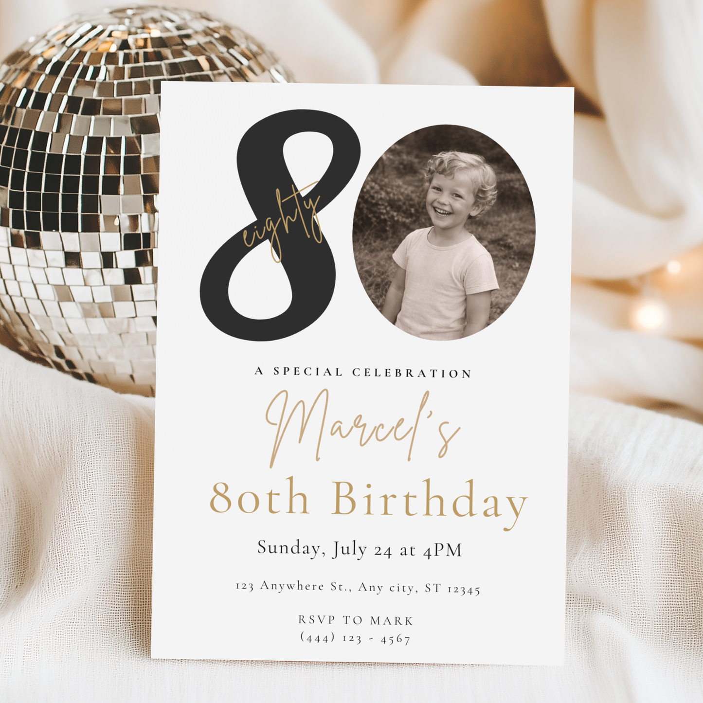 Classic 80th Birthday Invitation by Pretty Digital — view 10