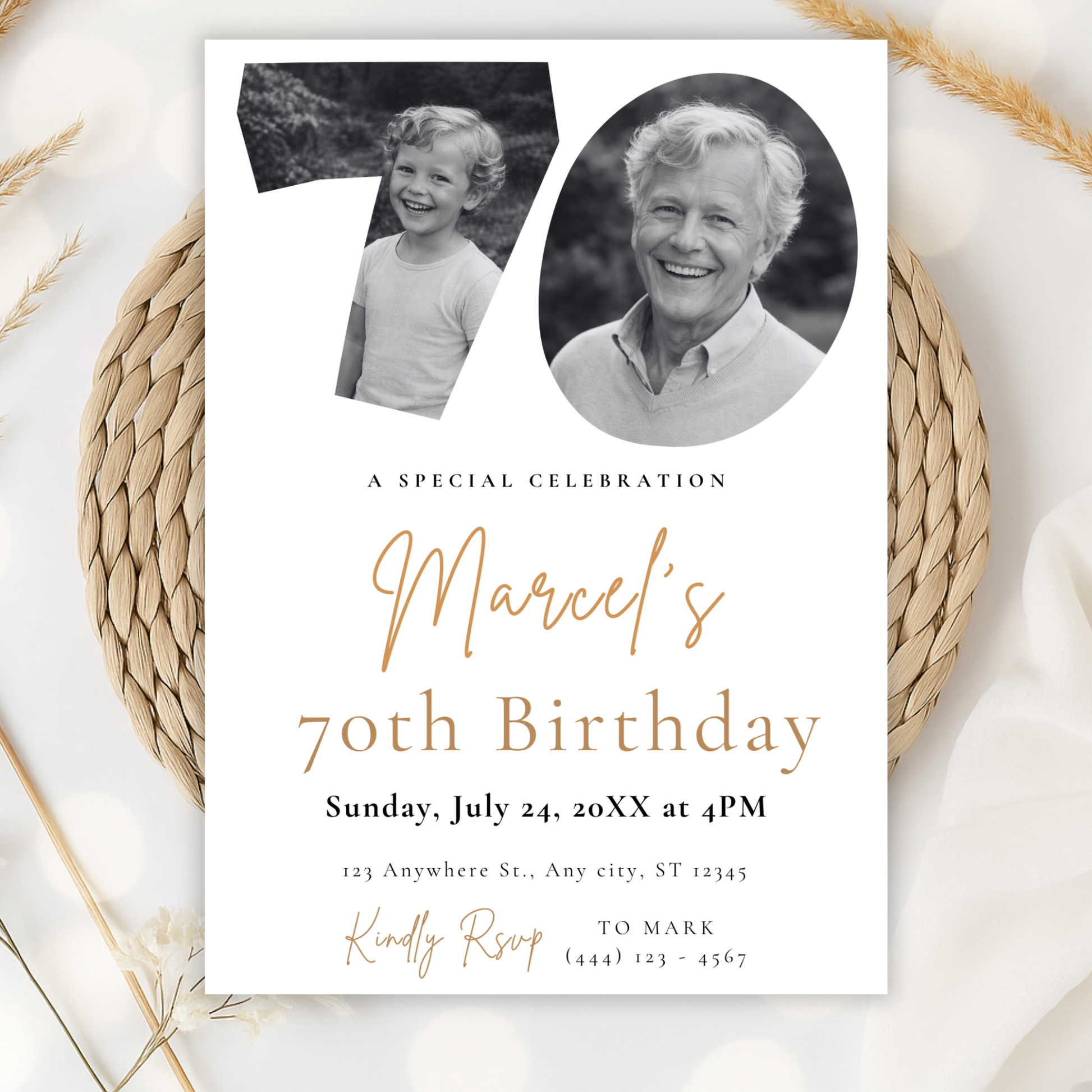 Classic 70th Birthday Invitation by Pretty Digital — view 3