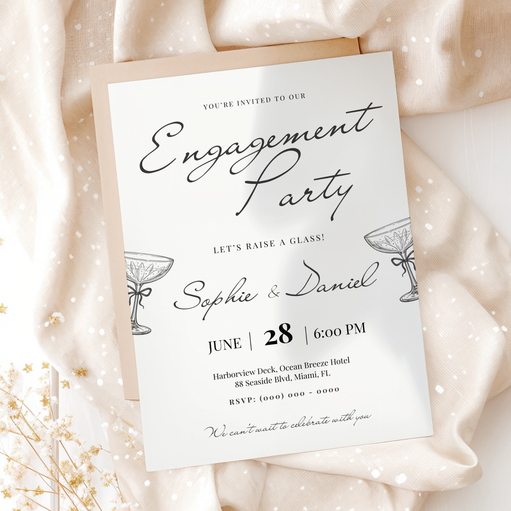 Let's Raise a Glass — Engagement Party Invitation Template by Pretty Digital — view 6