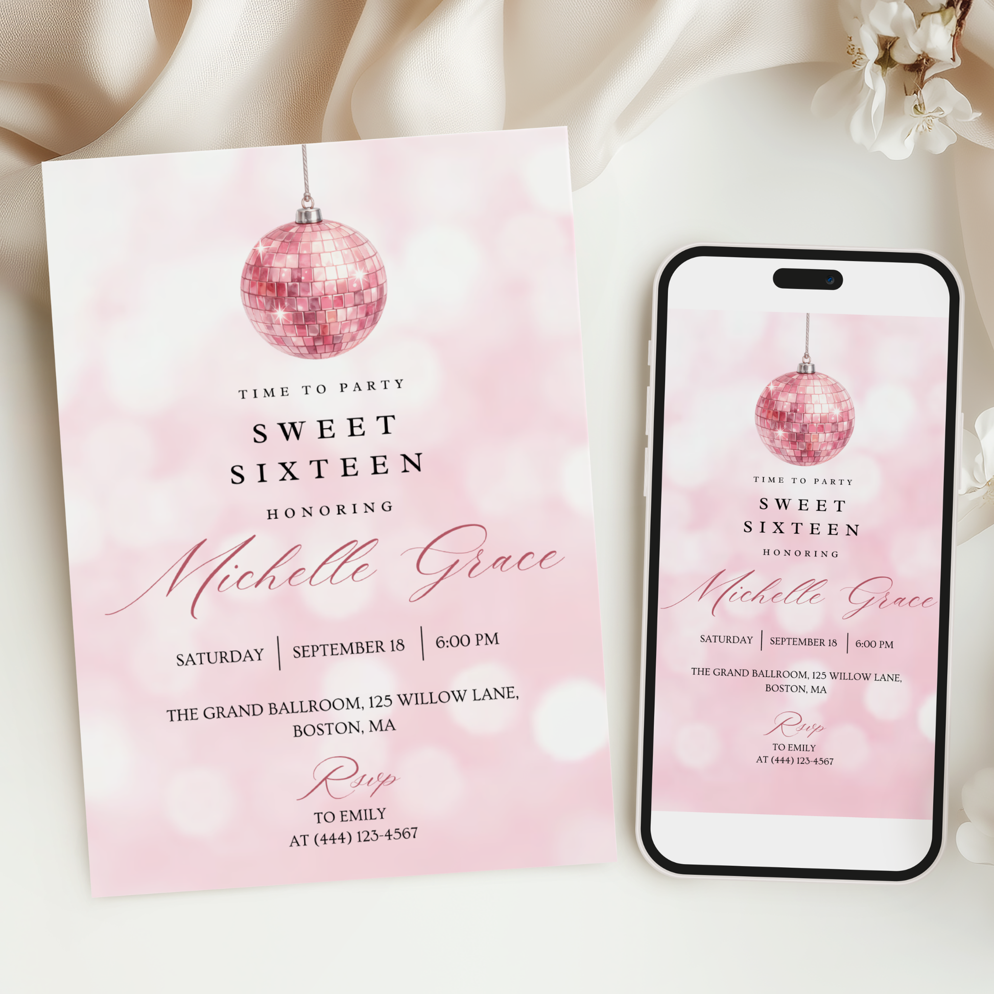 Time to Party — Sweet 16 Invitation Template by Pretty Digital — view 5