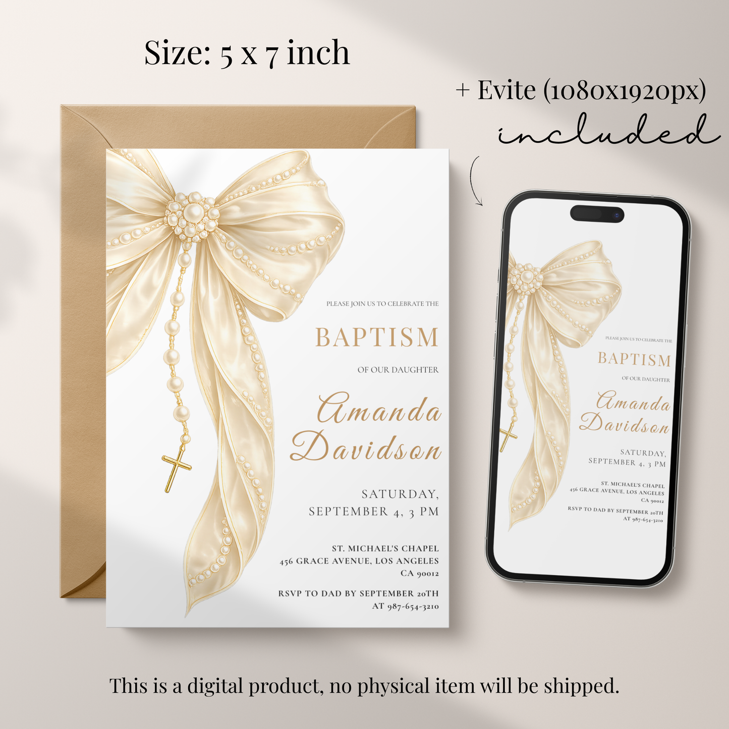 Classic Baptism Invitation by Pretty Digital — view 2