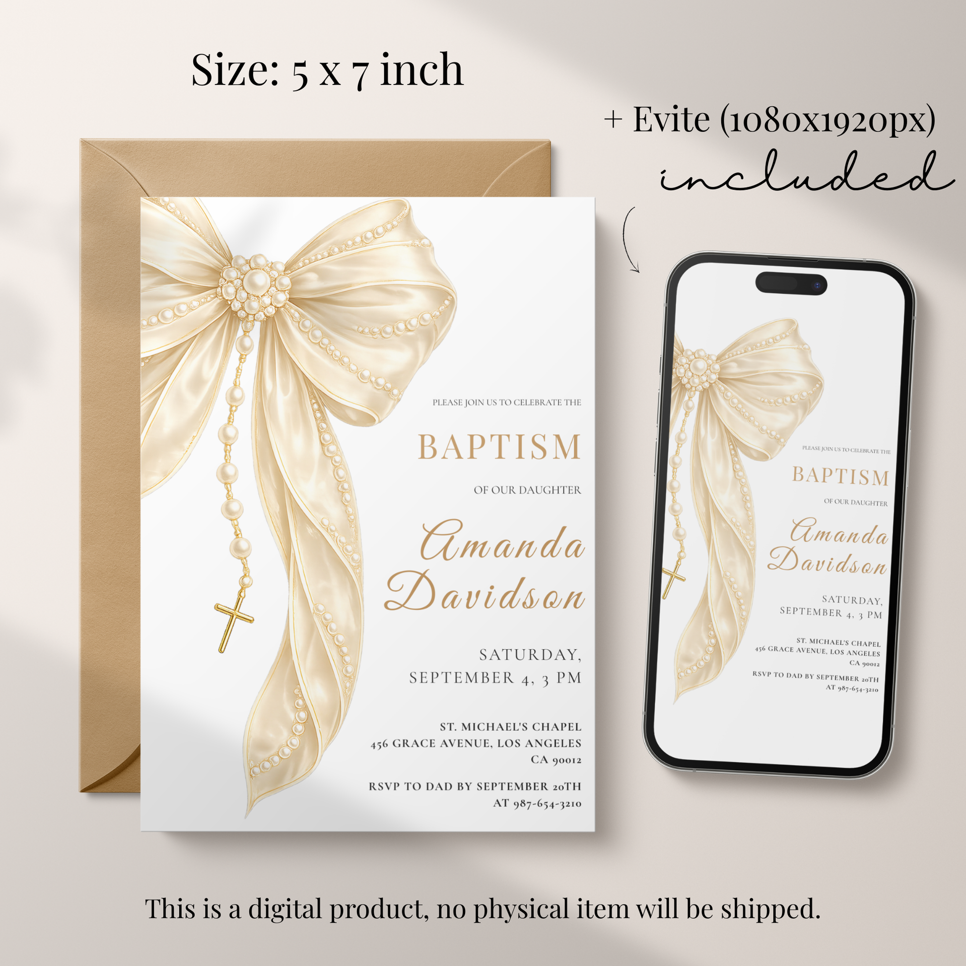 Classic Baptism Invitation by Pretty Digital — view 2