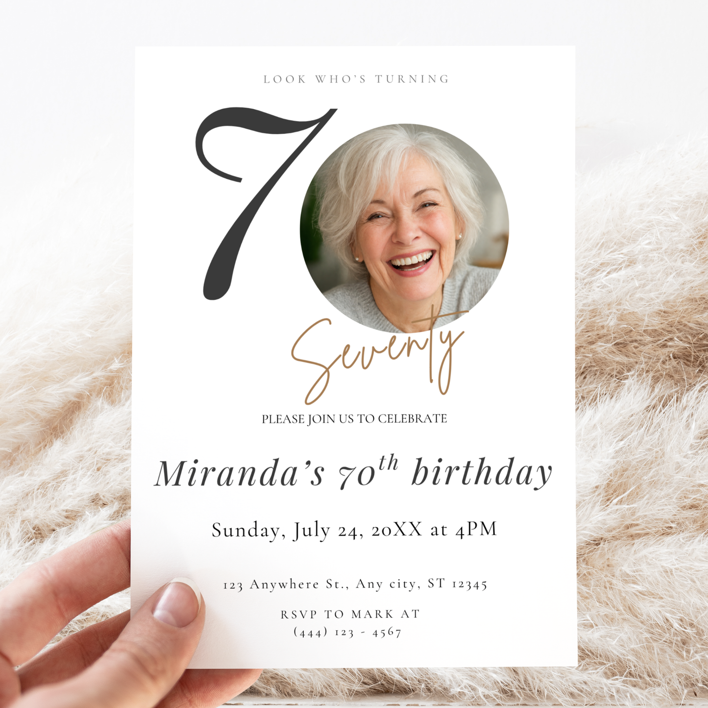Look Who's Turning Seventy — 70th Birthday Invitation Template by Pretty Digital — view 5