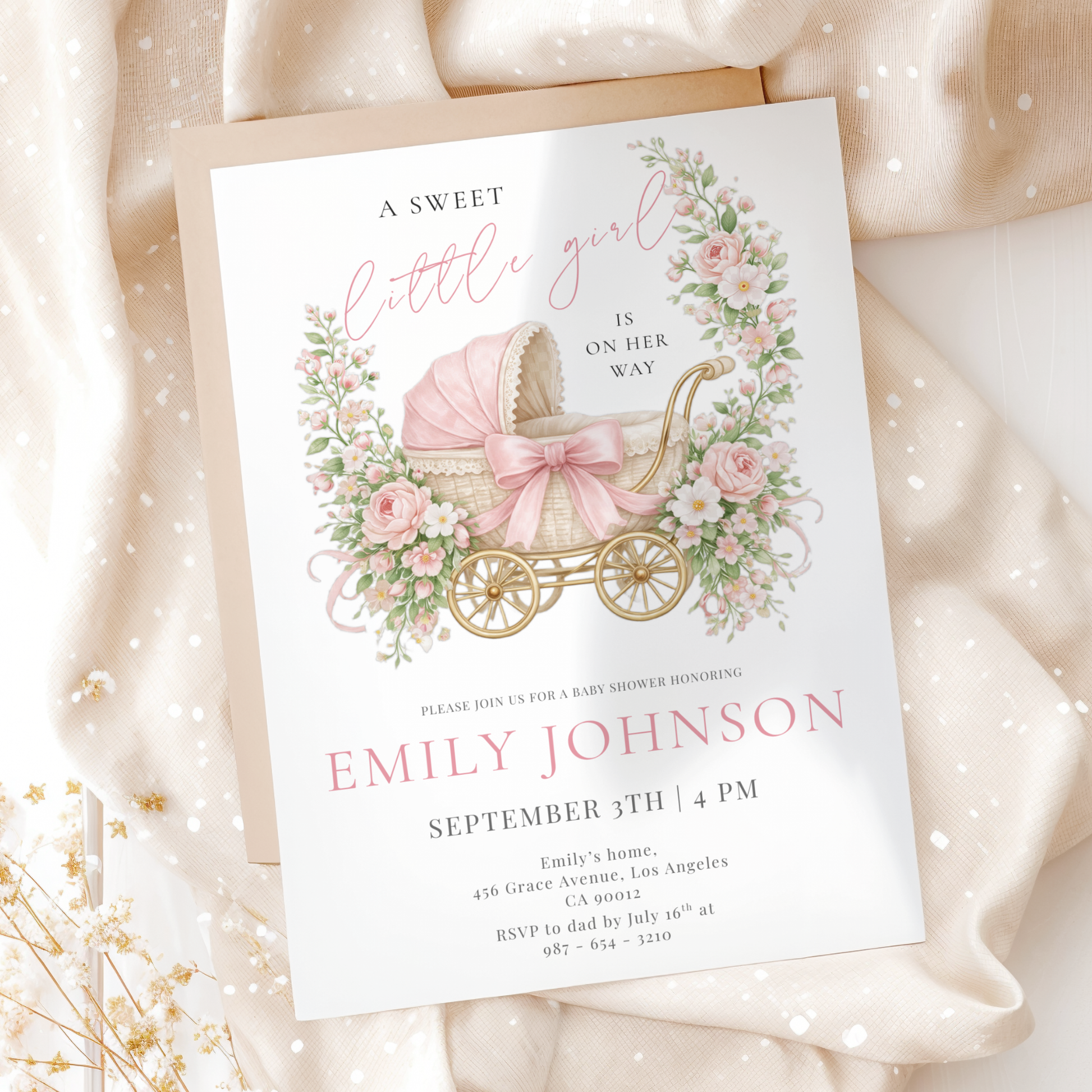A Sweet Little — Baby Shower Invitation Template by Pretty Digital — printable digital download