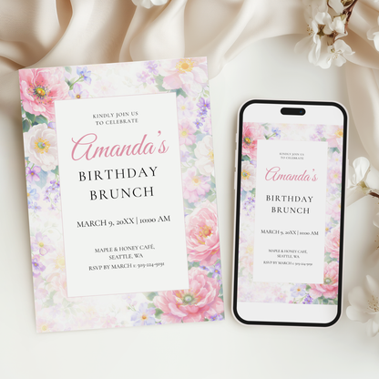 Floral Birthday Brunch Invitation by Pretty Digital — view 6