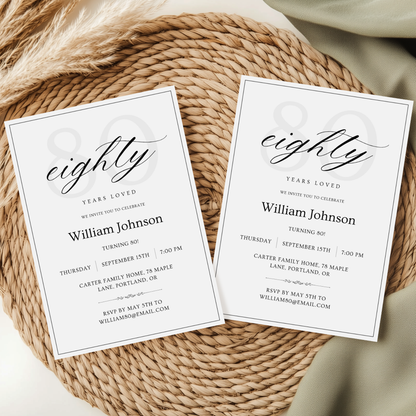 Eighty Years Loved — 80th Birthday Invitation Template by Pretty Digital — view 5