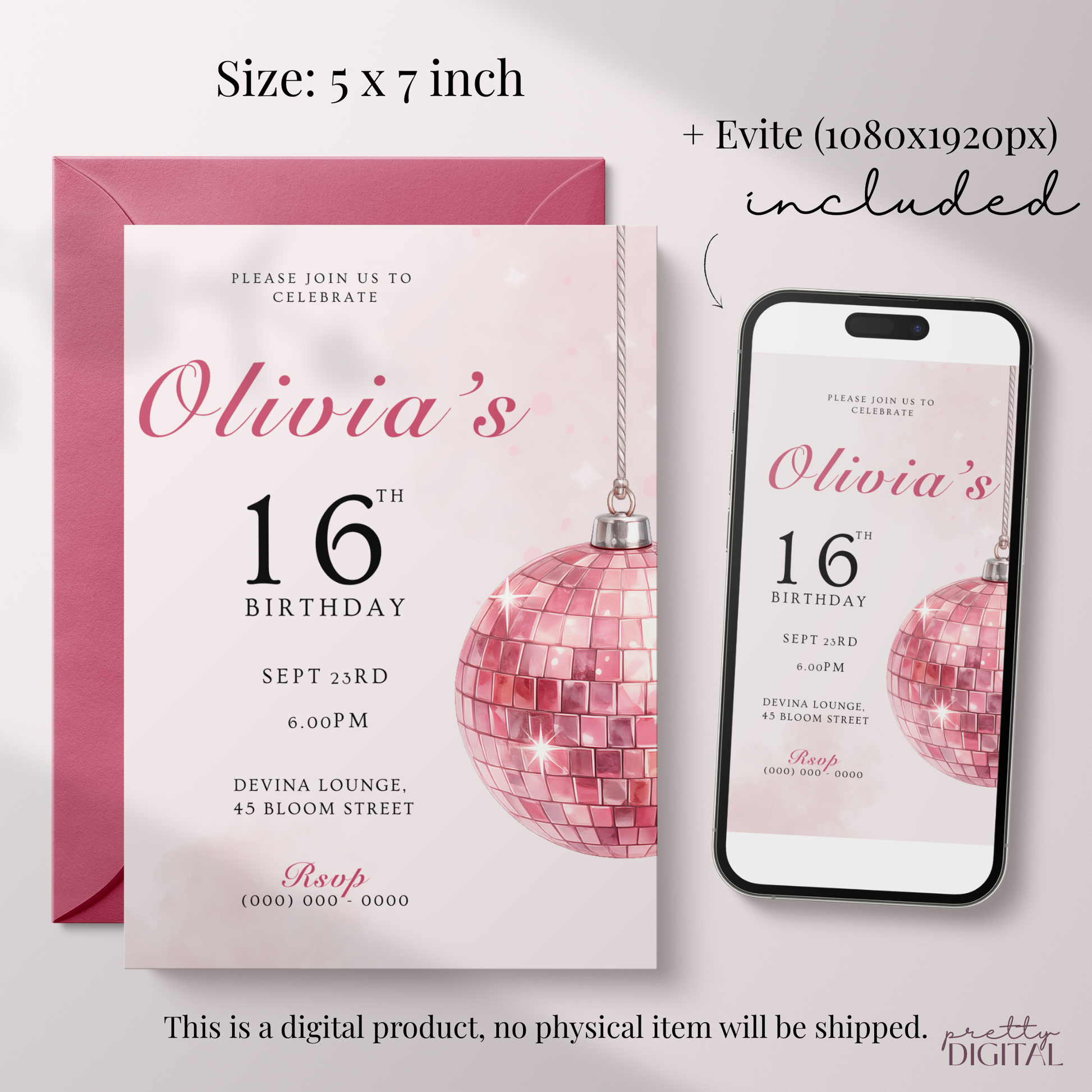 Chic Sweet 16 Invitation by Pretty Digital — view 2