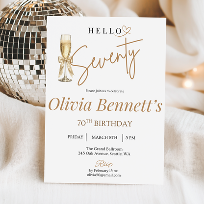 Hello Seventy — 70th Birthday Invitation Template by Pretty Digital — view 8