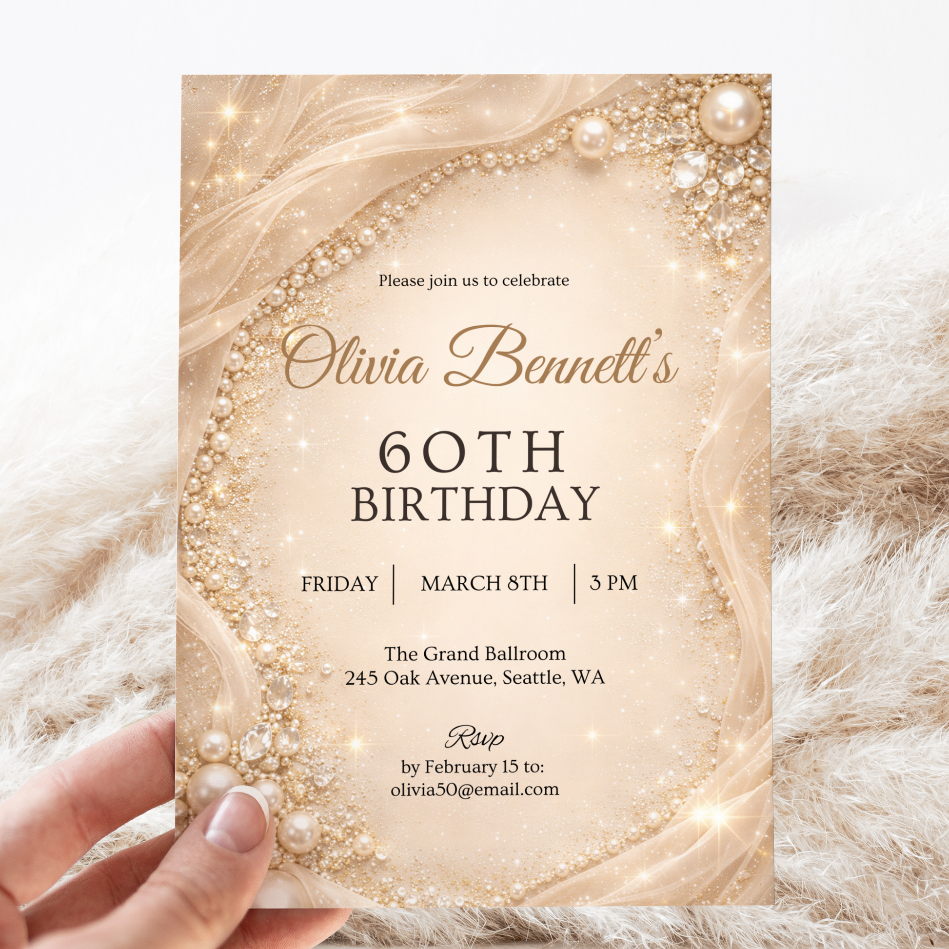 Classic 60th Birthday Invitation by Pretty Digital — view 3