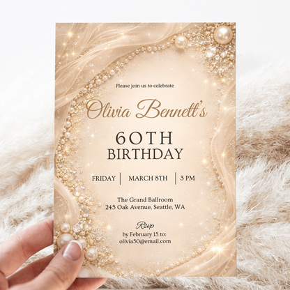 Classic 60th Birthday Invitation by Pretty Digital — view 3