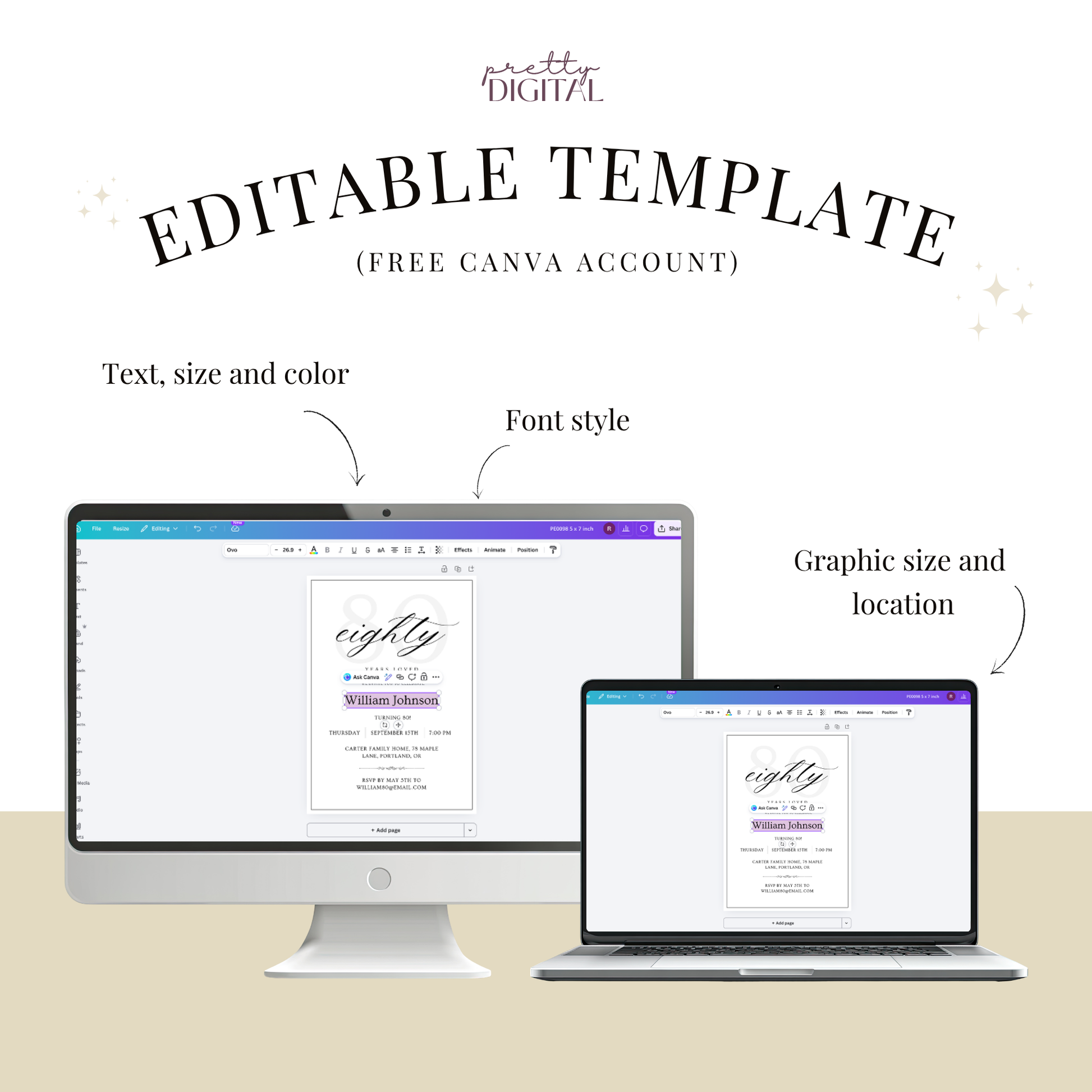 Eighty Years Loved — 80th Birthday Invitation Template by Pretty Digital — view 4