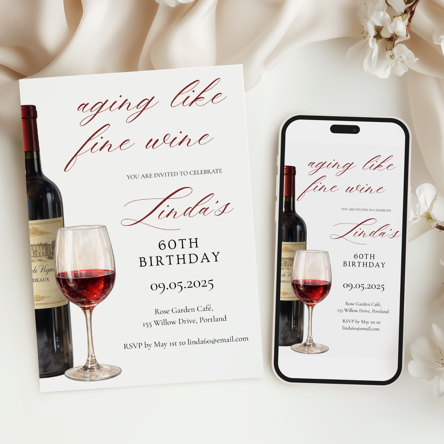 Aging Like Fine Wine — 60th Birthday Invitation Template by Pretty Digital — view 6