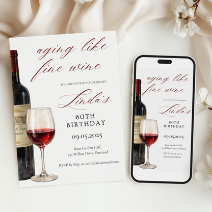 Aging Like Fine Wine — 60th Birthday Invitation Template by Pretty Digital — view 6