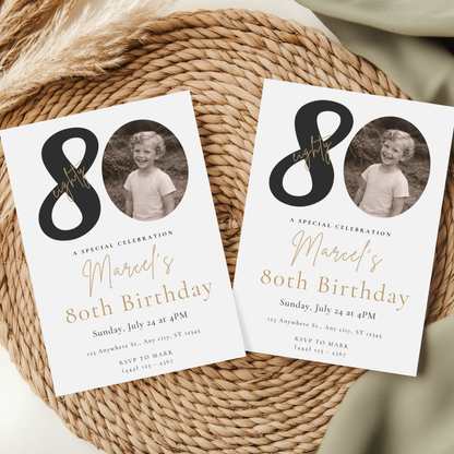 Classic 80th Birthday Invitation by Pretty Digital — view 3