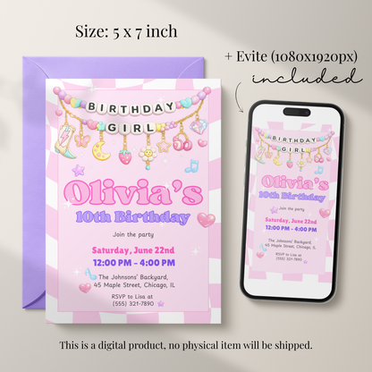 She's a Three-Rex — Girl's Dinosaur 3rd Birthday Invitation Template by Pretty Digital — view 2