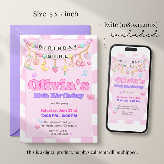 She's a Three-Rex — Girl's Dinosaur 3rd Birthday Invitation Template by Pretty Digital — view 2
