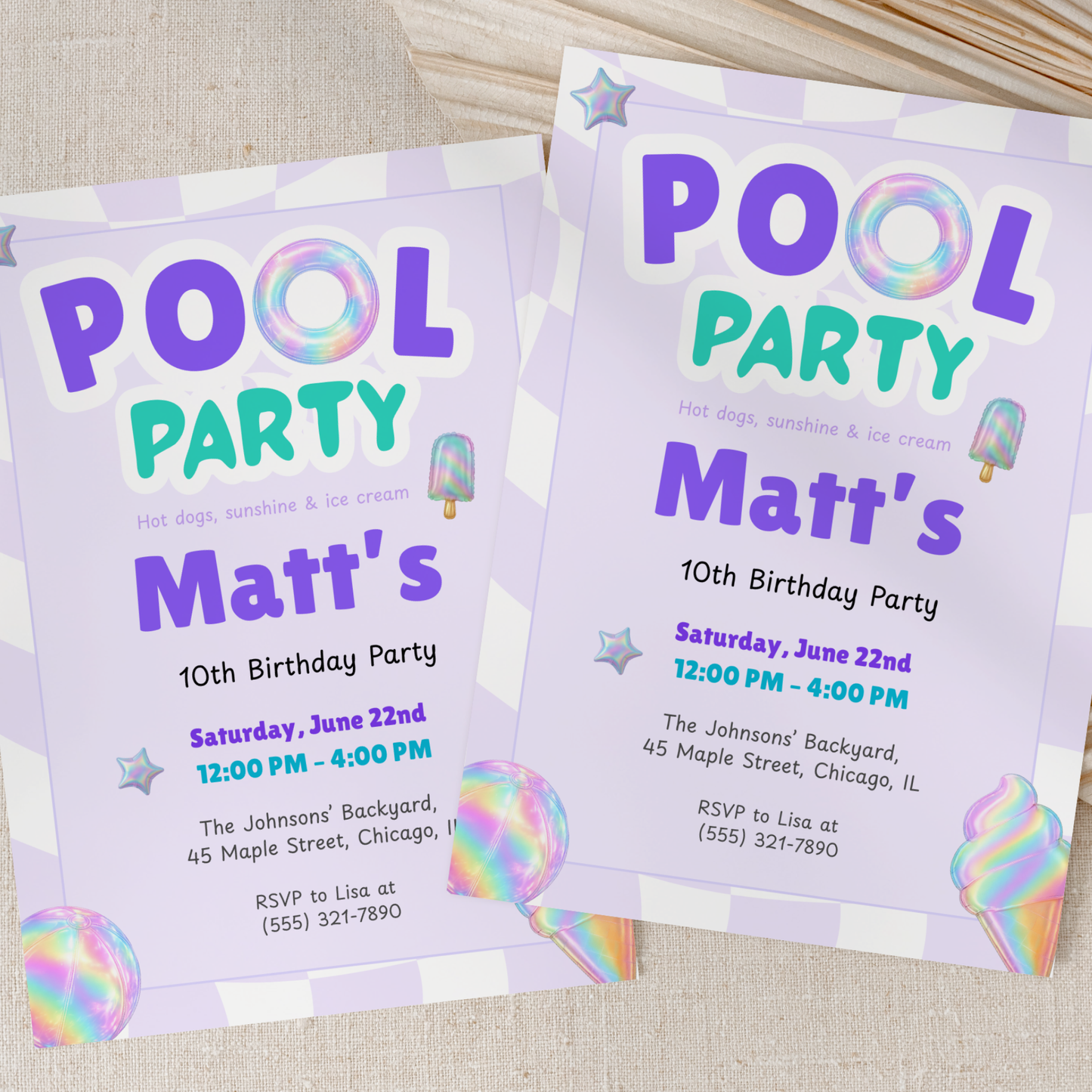 Hot Dogs, Sunshine & Ice Cream — Pool Party Invitation Template by Pretty Digital — view 8
