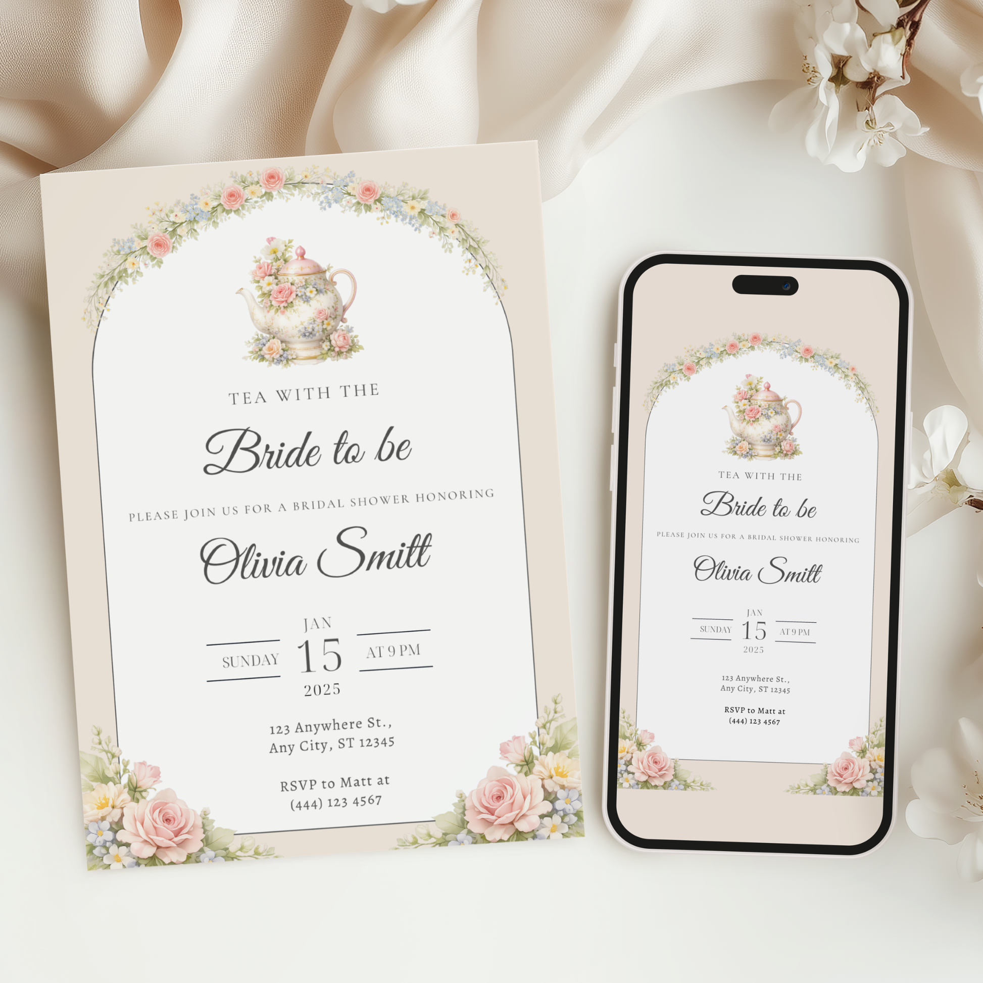 Tea With the Bride-to-Be — Bridal Shower Invitation Template by Pretty Digital — view 6
