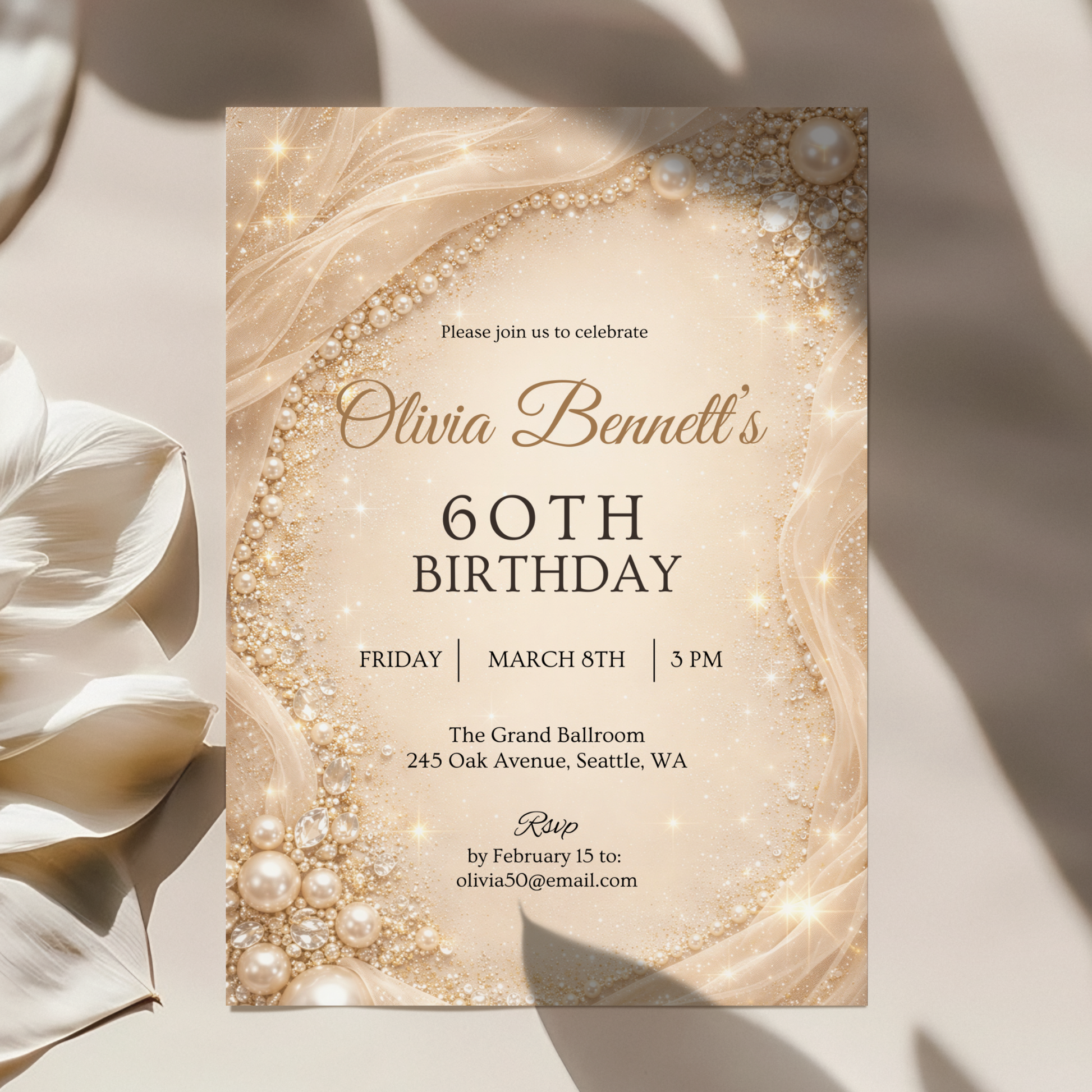 Classic 60th Birthday Invitation by Pretty Digital — view 5