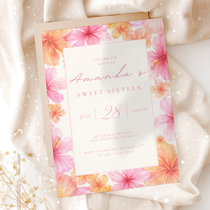 Celebrate With Us — Sweet 16 Invitation Template by Pretty Digital — printable digital download