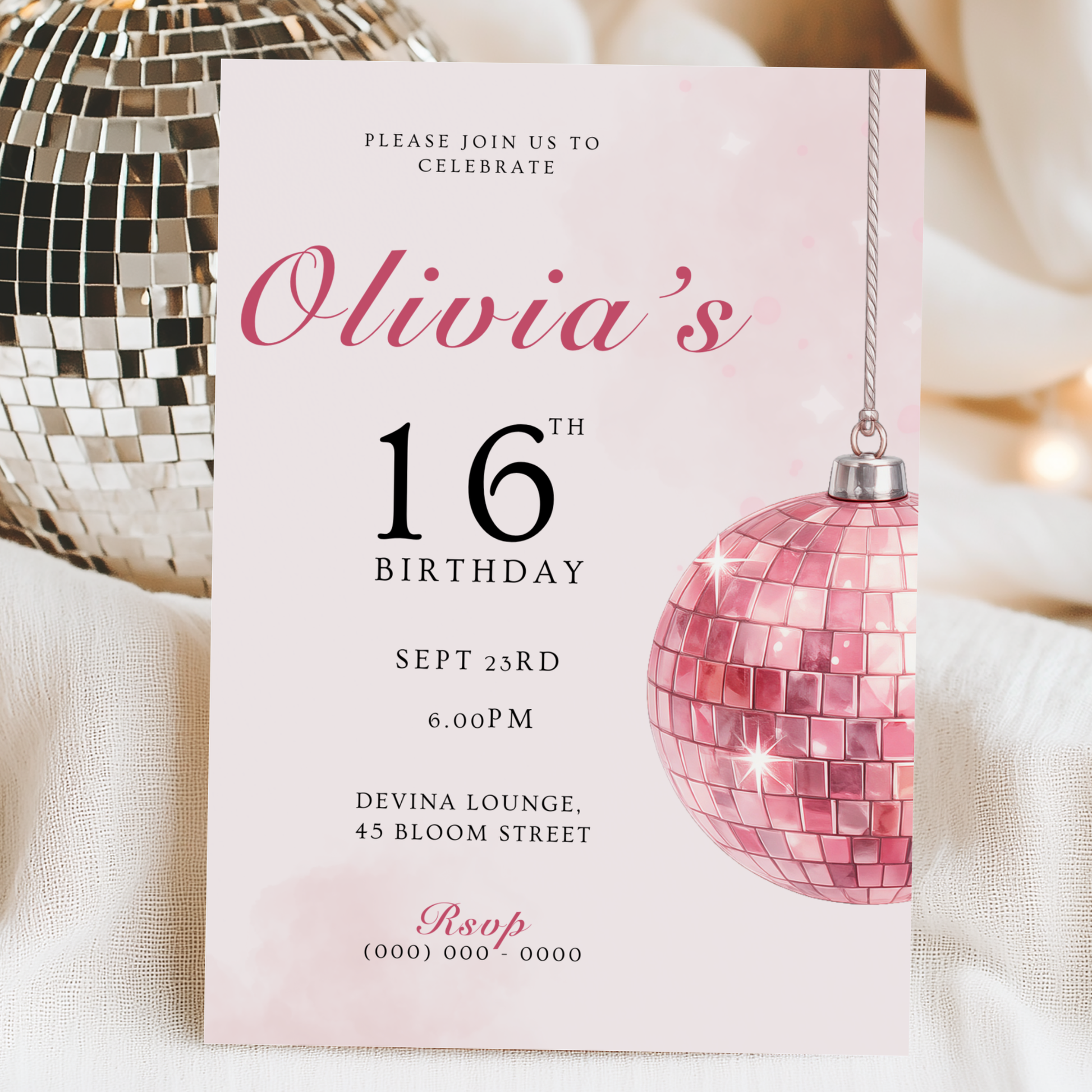 Chic invitation template by Pretty Digital — printable digital download