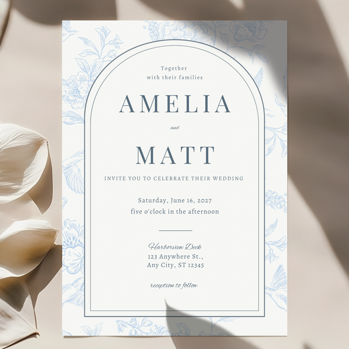 Floral invitation template by Pretty Digital — printable digital download
