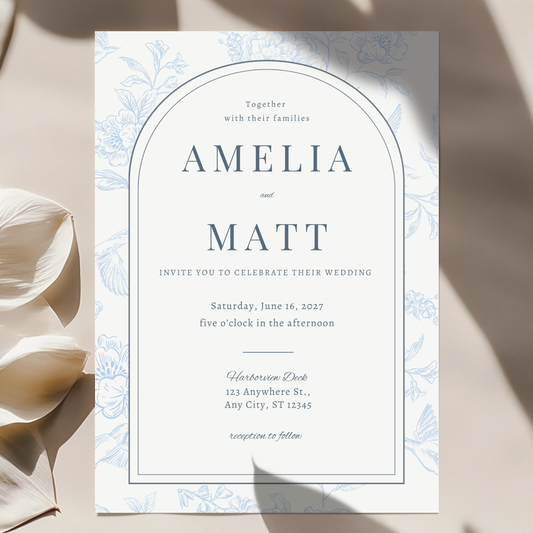 Floral invitation template by Pretty Digital — printable digital download
