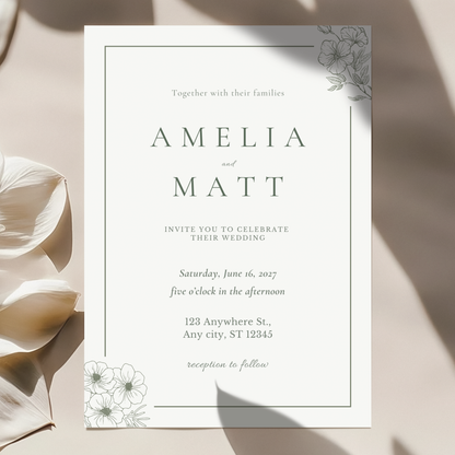 Elegant invitation template by Pretty Digital — printable digital download