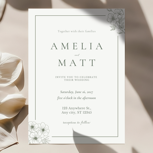 Elegant invitation template by Pretty Digital — printable digital download