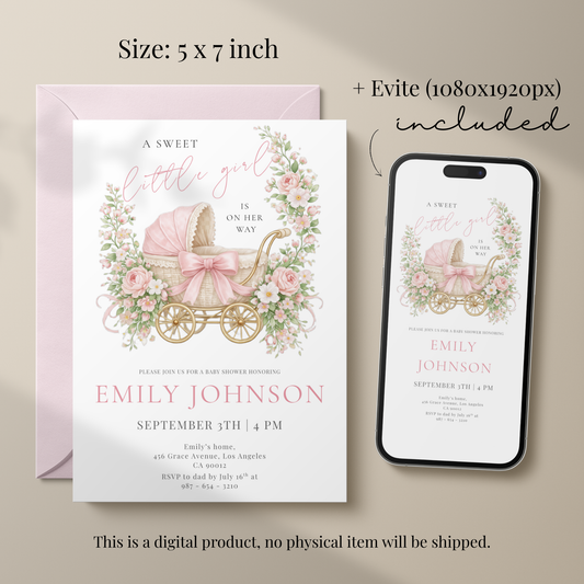 A Sweet Little — Baby Shower Invitation Template by Pretty Digital — view 2
