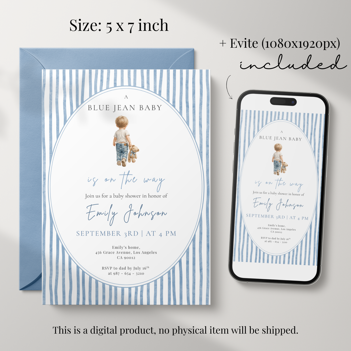 Blue Jean Baby — Western Baby Shower Invitation Template by Pretty Digital — view 2