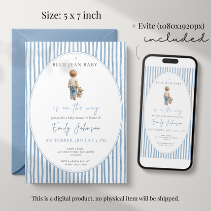 Blue Jean Baby — Western Baby Shower Invitation Template by Pretty Digital — view 2
