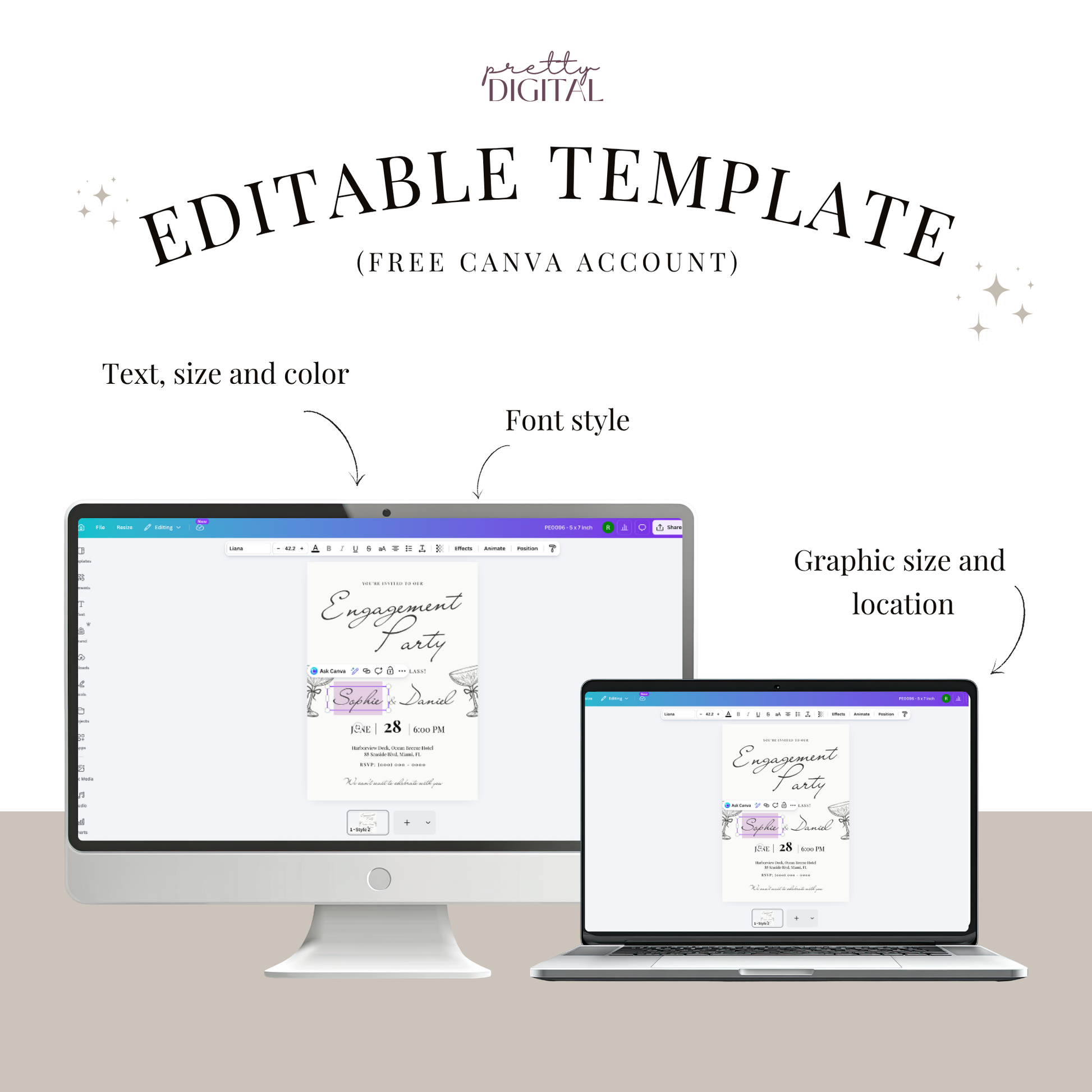 Let's Raise a Glass — Engagement Party Invitation Template by Pretty Digital — view 4